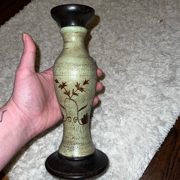 3/$15 Rustic Taper Candle Holder Painted Wooden - Picture 2 of 11